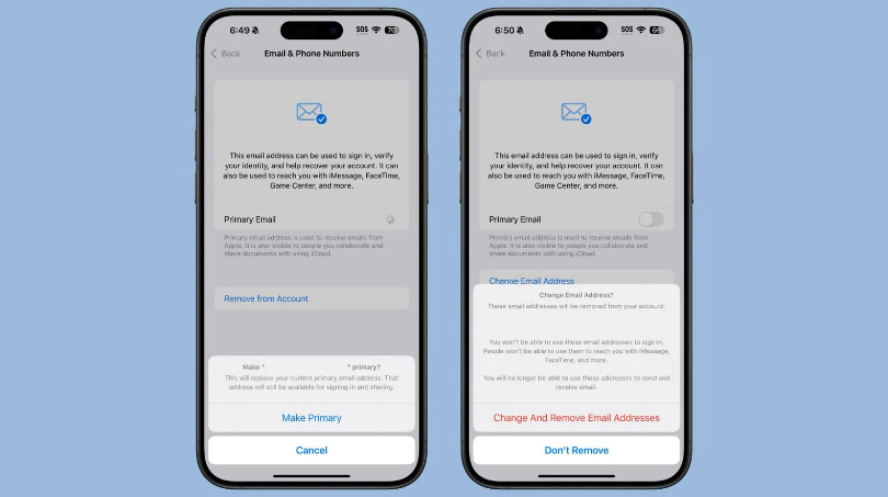 东升镇苹果手机维修分享苹果 iOS 18.1 支持设置“主要”邮箱地址并更改 iCloud 邮箱 